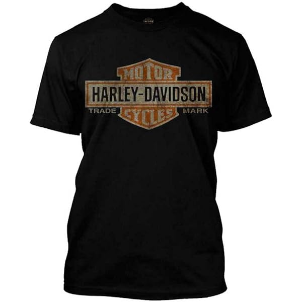Harley-Davidson Men's Orange Bar & Shield Black T-Shirt